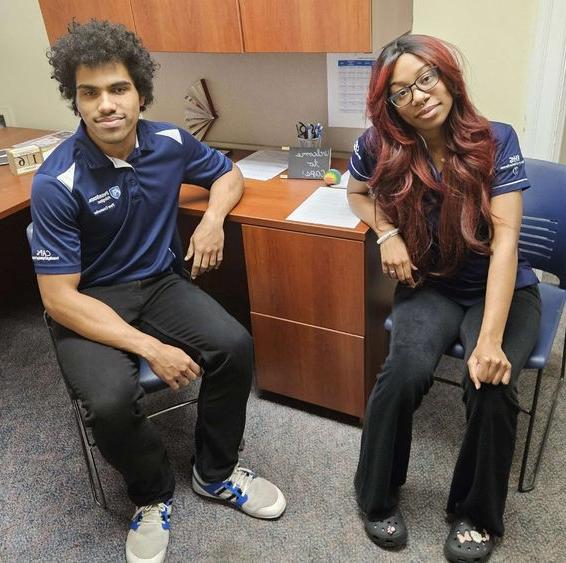 Two students in an office